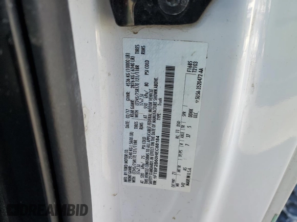 2017 Ford Super Duty F-250 SRW XLT with VIN 1FTBF2B60HEC88184, listed as a Copart auction lot 44569105 with 124,583 mi miles and Salvage Title. Bid and sale history available at carsss.com. Image 12.