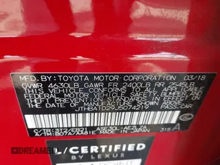 2018 Lexus IS with VIN JTHBA1D29J5074219, listed as a IAAI auction lot 42011062 with 88,566 mi miles. Bid and sale history available at carsss.com. Image 9.