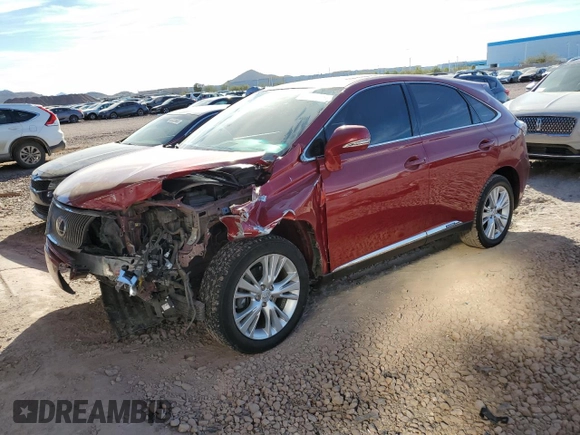 2010 Lexus RX 450h with VIN JTJZB1BA1A2002839, listed as a Copart auction lot 46284065 with 218,698 mi miles and Salvage Title. Bid and sale history available at DreamBid. Image 1.