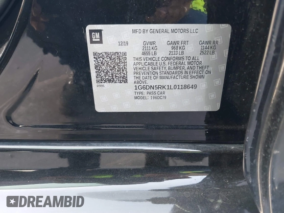 2020 Cadillac CT5 Premium Luxury with VIN 1G6DN5RK1L0118649, listed as a IAAI auction lot 41823595 with 72,061 mi miles and . Bid and sale history available at DreamBid. Image 9.