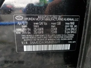 2021 Hyundai Santa Fe SE with VIN 5NMS1DAJ4MH355277, listed as a Copart auction lot 48996335 with 23,806 mi miles and Salvage Title. Bid and sale history available at carsss.com. Image 13.