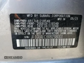 2024 Subaru Impreza Sport with VIN JF1GUAFC8R8238001, listed as a Copart auction lot 72200324 with 25,589 mi miles and Salvage Title. Bid and sale history available at carsss.com. Image 13.