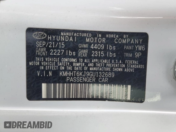 2016 Hyundai Genesis Coupe 3.8L Base with VIN KMHHT6KJ9GU132689, listed as a Copart auction lot 44062165 with 62,676 mi miles and Salvage title. Bid and sale history available at DreamBid. Image 12.