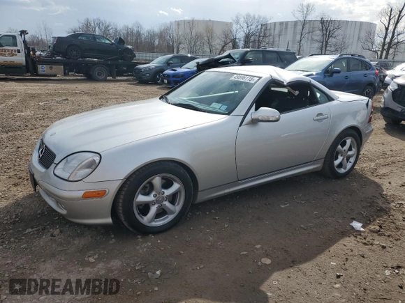 2003 Mercedes-Benz SLK 320 with VIN WDBKK65F83F290023, listed as a Copart auction lot 49598115 with 26,196 mi miles and Salvage title. Bid and sale history available at DreamBid. Image 1.