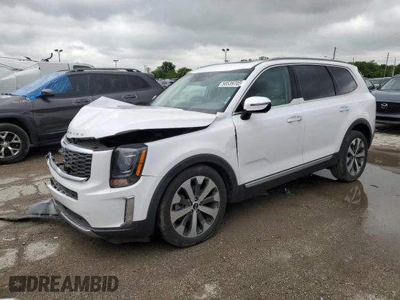 2021 Kia Telluride S with VIN 5XYP64HC1MG143543, listed as a Copart auction lot 58539705 with 90,841 mi miles and Salvage title. Bid and sale history available at DreamBid. Image 1.