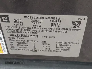 2014 GMC Acadia SLE with VIN 1GKKRNED8EJ325265, listed as a IAAI auction lot 41856162 with 145,022 mi miles and . Bid and sale history available at carsss.com. Image 9.