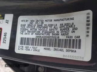 2009 Toyota Corolla with VIN 1NXBU40E99Z050218, listed as a IAAI auction lot 42208256 with 149,796 mi miles. Bid and sale history available at carsss.com. Image 9.