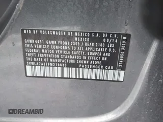 2015 Volkswagen Jetta SE с VIN 3VWLA7AJ7FM218630, выставлен на аукционе IAAI как лот 41621751 с пробегом 236 575 миль миль и . История ставок и продаж доступна на DreamBid. Изображение 9.