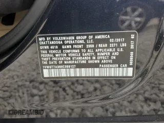 2017 Volkswagen Passat SE with VIN 1VWGT7A36HC058127, listed as a Copart auction lot 54736095 with 93,102 mi miles and Salvage title. Bid and sale history available at DreamBid. Image 12.