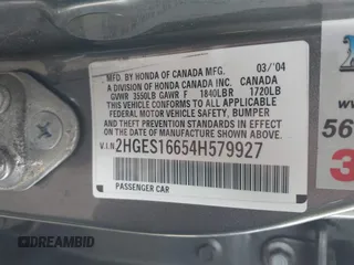 2004 Honda Civic LX with VIN 2HGES16654H579927, listed as a IAAI auction lot 41911814 with 233,803 mi miles. Bid and sale history available at carsss.com. Image 9.