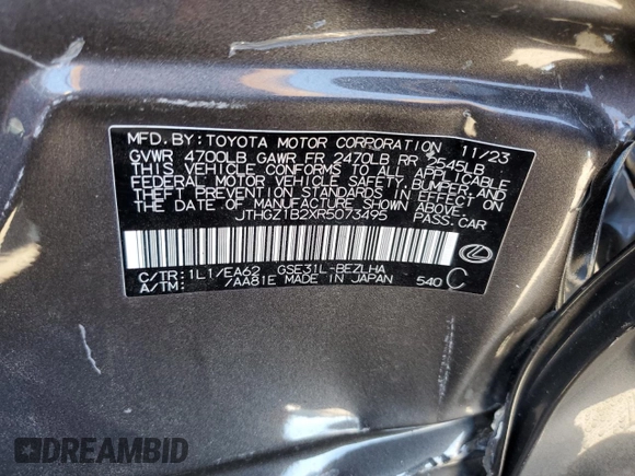 2024 Lexus IS 350 F Sport z VIN JTHGZ1B2XR5073495, wystawiony jako Copart lot #49634665 z przebiegiem 10 761 mil mil oraz Szkoda całkowita • Salvage title. Historia ofert i sprzedaży dostępna na DreamBid. Obrazek 14.
