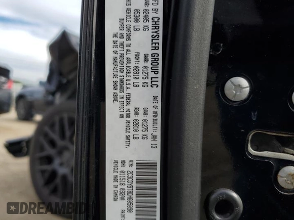 2013 Dodge Challenger R/T with VIN 2C3CDYBT8DH605090, listed as a Copart auction lot 46374155 with Not Provided miles and Salvage Title. Bid and sale history available at carsss.com. Image 12.