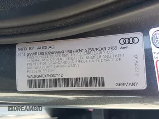 2015 Audi A6 Premium Plus with VIN WAUFGAFCXFN037112, listed as a Copart auction lot 52629515 with 75,551 mi miles and Salvage title. Bid and sale history available at DreamBid. Image 13.