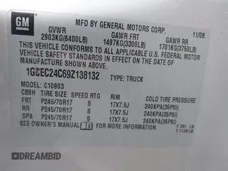 2009 Chevrolet Silverado 1500 with VIN 1GCEC24C69Z138132, listed as a IAAI auction lot 41209078 with 171,422 mi miles and . Bid and sale history available at DreamBid. Image 9.