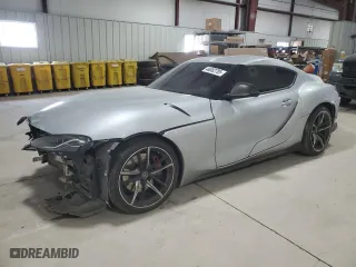 2021 Toyota GR Supra 3.0 with VIN WZ1DB0C04MW045065, listed as a Copart auction lot 46002785 with 0 mi miles and Salvage Title. Bid and sale history available at carsss.com. Image 1.