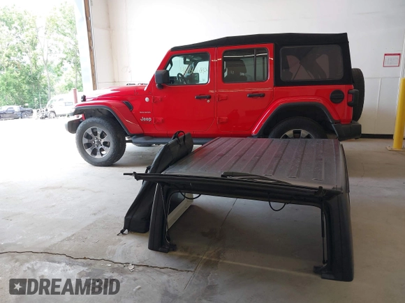 2018 Jeep Wrangler Unlimited Sahara z VIN 1C4HJXEG4JW316496, wystawiony jako IAAI lot #42437607 z przebiegiem 46 861 mil mil oraz . Historia ofert i sprzedaży dostępna na DreamBid. Obrazek 18.