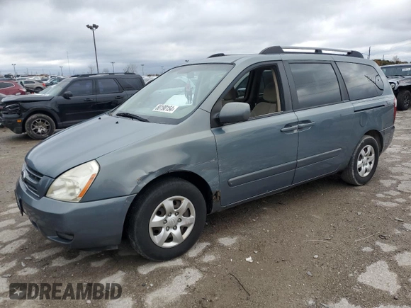 2008 Kia Sedona EX with VIN KNDMB233286246361, listed as a Copart auction lot 80190154 with 191,092 mi miles and Salvage Title. Bid and sale history available at carsss.com. Image 1.