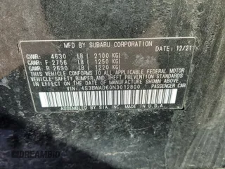 2022 Subaru Legacy Premium with VIN 4S3BWAD60N3012800, listed as a Copart auction lot 51457275 with 33,735 mi miles and Salvage title. Bid and sale history available at DreamBid. Image 12.