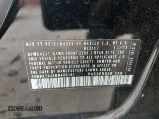 2013 Volkswagen Jetta SE with VIN 3VWDX7AJXDM400161, listed as a Copart auction lot 53249335 with 104,882 mi miles and Salvage title. Bid and sale history available at DreamBid. Image 14.