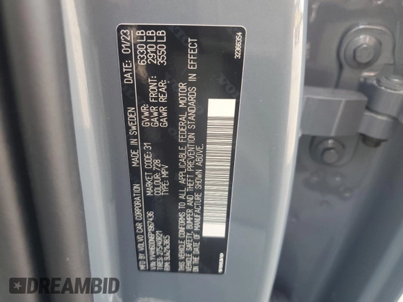 2023 Volvo XC90 Plus with VIN YV4H600N6P1967436, listed as a Copart auction lot 69366924 with Not provided miles and Salvage title. Bid and sale history available at DreamBid. Image 14.