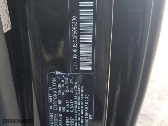 2015 Kia Sedona LX with VIN KNDMB5C10F6066230, listed as a Copart auction lot 87790845 with NaN miles and Clean Title. Bid and sale history available at carsss.com. Image 13.