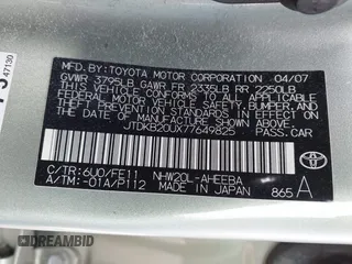 2007 Toyota Prius with VIN JTDKB20UX77649825, listed as a IAAI auction lot 41327852 with 132,988 mi miles. Bid and sale history available at carsss.com. Image 9.