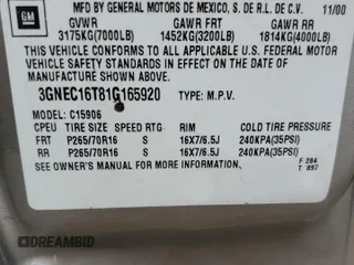 2001 Chevrolet Suburban LT with VIN 3GNEC16T81G165920, listed as a Copart auction lot 74528454 with 275,334 mi miles and Salvage Title. Bid and sale history available at carsss.com. Image 15.