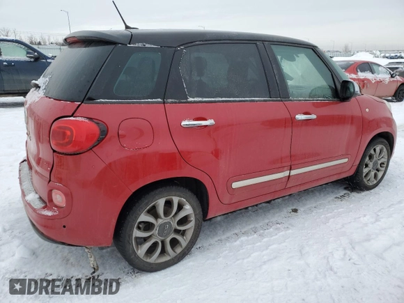 2014 FIAT 500L Lounge with VIN ZFBCFACHXEZ024704, listed as a Copart auction lot 43133285 with 111,279 mi miles and Salvage Title. Bid and sale history available at DreamBid. Image 3.