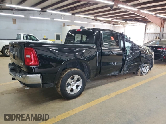 2025 Ram 1500 Big Horn with VIN 1C6SRFFPXSN591196, listed as a Copart auction lot 52577325 with 14,036 mi miles and Salvage Title. Bid and sale history available at carsss.com. Image 3.