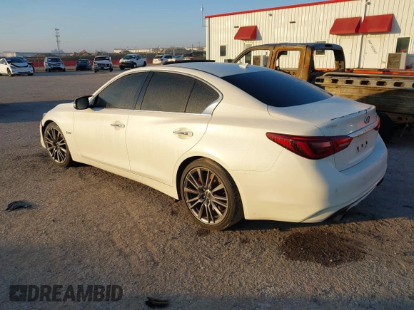2018 Infiniti Q50 Red Sport 400 with VIN JN1FV7AP3JM461528, listed as a IAAI auction lot 41152839 with 91,500 mi miles and . Bid and sale history available at DreamBid. Image 3.