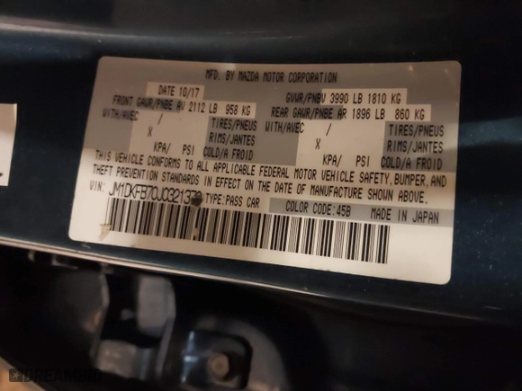 2018 Mazda CX-3 Sport with VIN JM1DKFB70J0321370, listed as a IAAI auction lot 41635558 with 53,995 mi miles. Bid and sale history available at carsss.com. Image 9.