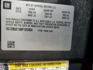 2011 Chevrolet Malibu 1LS with VIN 1G1ZB5E13BF125454, listed as a Copart auction lot 54238985 with 120,607 mi miles and Salvage Title. Bid and sale history available at DreamBid. Image 12.