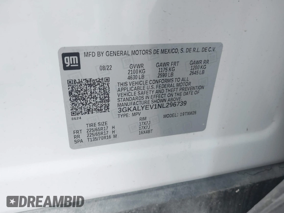 2022 GMC Terrain AT4 z VIN 3GKALYEV1NL296739, wystawiony jako IAAI lot #41118630 z przebiegiem 28 366 mil mil oraz . Historia ofert i sprzedaży dostępna na DreamBid. Obrazek 9.