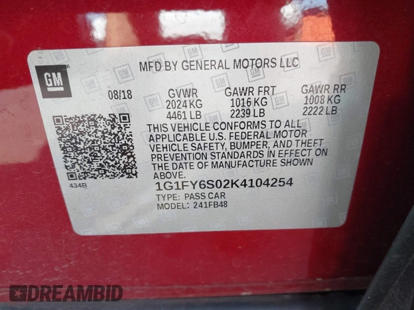 2019 Chevrolet Bolt EV LT z VIN 1G1FY6S02K4104254, wystawiony jako IAAI lot #42161627 z przebiegiem 41 363 mil mil oraz . Historia ofert i sprzedaży dostępna na DreamBid. Obrazek 9.