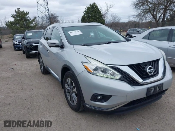 2016 Nissan Murano S with VIN 5N1AZ2MH8GN169195, listed as a IAAI auction lot 41971810 with 124,929 mi miles. Bid and sale history available at carsss.com. Image 1.