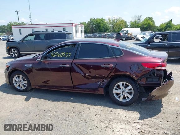 2018 Kia Optima LX with VIN 5XXGT4L32JG183016, listed as a IAAI auction lot 42560837 with 161,426 mi miles and . Bid and sale history available at DreamBid. Image 14.
