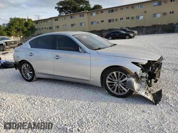 2020 Infiniti Q50 Luxe z VIN JN1EV7APXLM207328, wystawiony jako Copart lot #45850405 z przebiegiem Nie podano mil oraz Nie do naprawy • Non repairable. Historia ofert i sprzedaży dostępna na DreamBid. Obrazek 4.