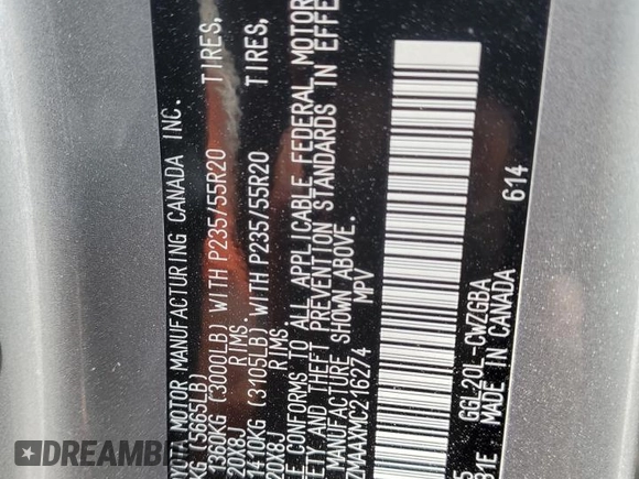 2021 Lexus RX 350 with VIN 2T2HZMAAXMC216274, listed as a Copart auction lot 53692375 with 20,678 mi miles and Salvage Title. Bid and sale history available at DreamBid. Image 14.