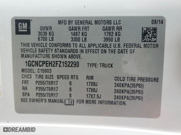2015 Chevrolet Silverado 1500 Work Truck with VIN 1GCNCPEH2FZ152290, listed as a Copart auction lot 42751725 with 401,682 mi miles and Salvage Title. Bid and sale history available at carsss.com. Image 15.