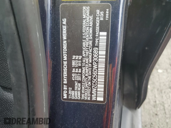 2013 MINI Countryman S ALL4 with VIN WMWZC5C56DWP30689, listed as a Copart auction lot 59680895 with 80,766 mi miles and Salvage title. Bid and sale history available at DreamBid. Image 13.