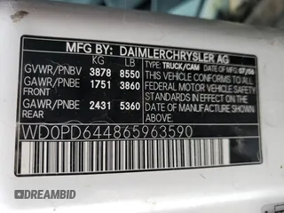 2006 Dodge Sprinter with VIN WD0PD644865963590, listed as a Copart auction lot 48614595 with 141,842 mi miles and Clean Title. Bid and sale history available at DreamBid. Image 13.