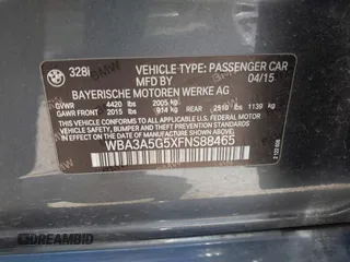 2015 BMW 3 Series 328i с VIN WBA3A5G5XFNS88465, выставлен на аукционе IAAI как лот 42676570 с пробегом 125 139 миль миль и . История ставок и продаж доступна на DreamBid. Изображение 9.