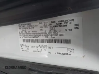 2020 Ford Transit Cargo z VIN 1FTBR2C85LKA15937, wystawiony jako IAAI lot #41673232 z przebiegiem 56 172 mil mil oraz . Historia ofert i sprzedaży dostępna na DreamBid. Obrazek 9.