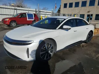 2023 Lucid Air Pure with VIN 50EA1PFA4PA007446, listed as a Copart auction lot 86011484 with 23,208 mi miles and Salvage Title. Bid and sale history available at carsss.com. Image 1.