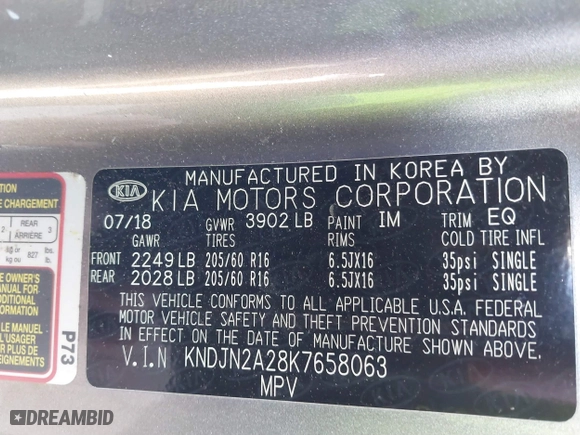2019 Kia Soul with VIN KNDJN2A28K7658063, listed as a IAAI auction lot 41373746 with 75,161 mi miles. Bid and sale history available at carsss.com. Image 9.