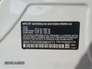 2019 BMW 7 Series 750i with VIN WBA7F0C5XKGM25771, listed as a Copart auction lot 47239195 with 73,691 mi miles and Salvage Title. Bid and sale history available at carsss.com. Image 12.