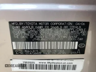 2007 Lexus ES 350 with VIN JTHBJ46G772014122, listed as a Copart auction lot 54010015 with 132,420 mi miles and Salvage Title. Bid and sale history available at carsss.com. Image 13.