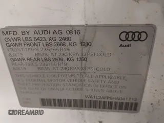 2017 Audi Q5 Premium Plus с VIN WA1L2AFP5HA041712, выставлен на аукционе IAAI как лот 41723990 с пробегом 136 112 миль миль и . История ставок и продаж доступна на DreamBid. Изображение 9.