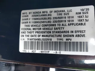 2020 Honda CR-V Touring с VIN 7FART6H90LE022918, выставлен на аукционе IAAI как лот 41004264 с пробегом 50 580 миль миль и . История ставок и продаж доступна на DreamBid. Изображение 9.