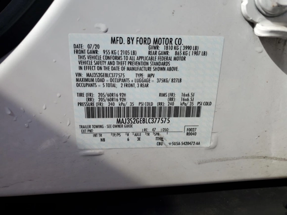 2020 Ford EcoSport SE with VIN MAJ3S2GE8LC377575, listed as a Copart auction lot 46604815 with 35,400 mi miles and Salvage Title. Bid and sale history available at carsss.com. Image 12.